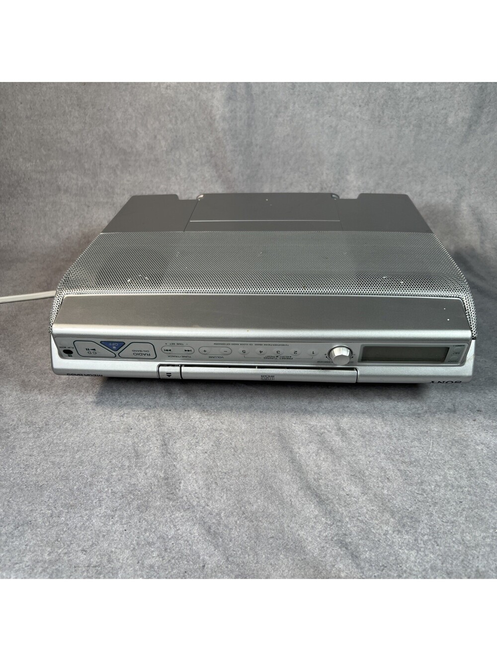 Sony ICF-CD543RM AM/FM Clock Radio CD Player Mega Bass Silver WORKS